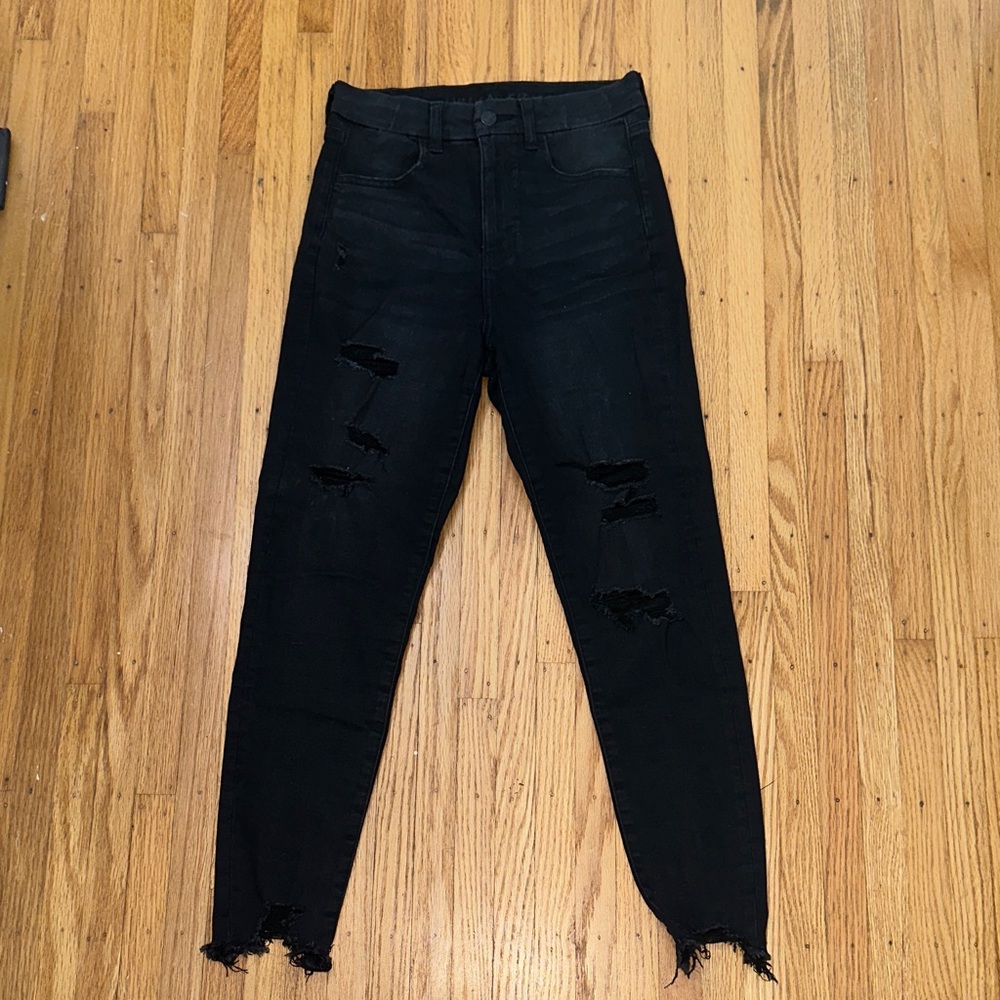 American Eagle Outfitters Black Distressed Skinny Jeans